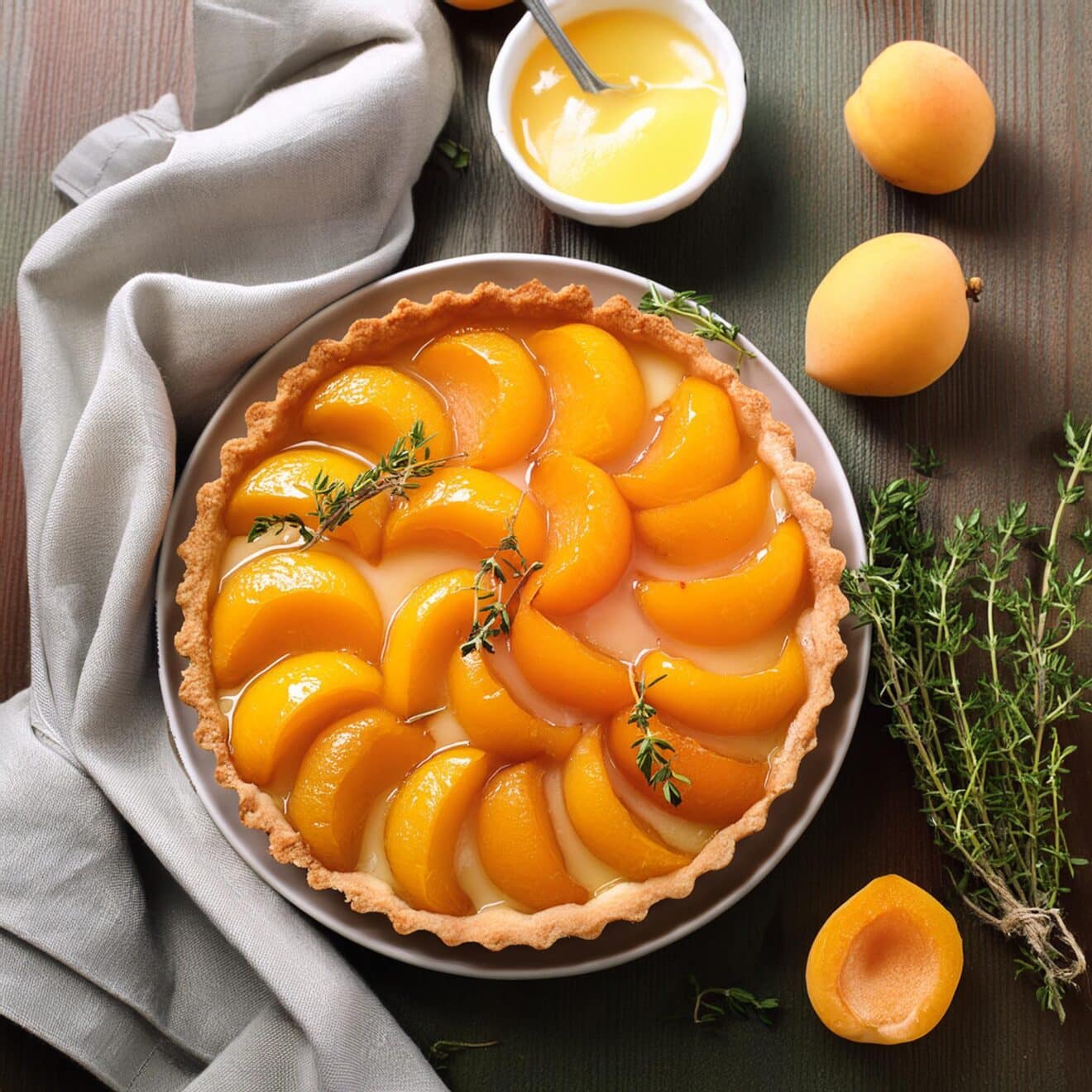 Tartelette aux abricots et crème de thym citronné : une douceur estivale à découvrir